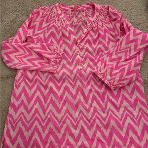 Lilly Pulitzer Pink/White Chevron Elsa Top